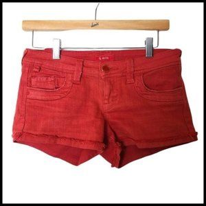 STS Blue‎ Denim Shorts Orange Red size 24 Mid Rise 5 Pockets